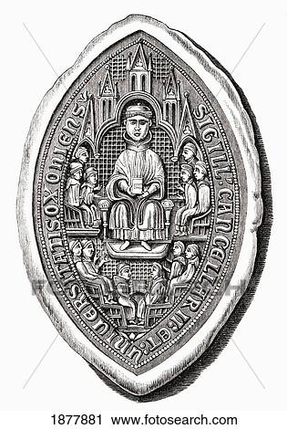 Stock Image - Seal Of Oxford University C. 1300. From The Book Short History Of The English People By J. R. Green, Published London 1893. Fotosearch
