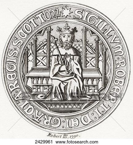 Stock Image - Seal of Robert III, aka Earl of Carrick, 1337. Fotosearch
