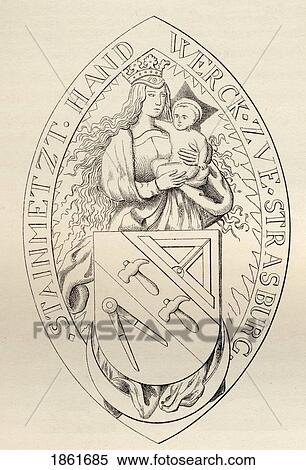 Stock Photography - Seal Of The Masons Of Strasburg Ad 1524 From The Book The History Of Freemasonry Volume Ii Published By Thomas C. Jack London 1883. Fotosearch