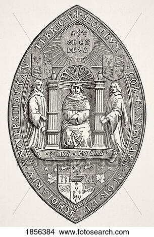 Picture - Seal Of The University Of Cambridge From Science And Literature In The Middle Ages By Paul Lacroix Published London 1878. Fotosearch