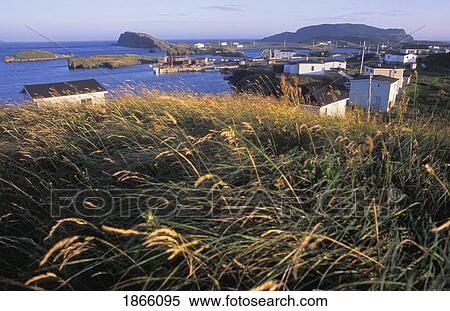 Stock Photography - Seaside Fishing Village Sunset, Champney, Newfoundland, Canada. Fotosearch