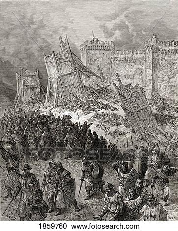 Stock Image - Second Assault Of Jerusalem The Crusaders Repulsed During The First Crusade. Fotosearch