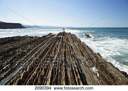 Sedimentary Rocks Known As Flysch In Itzurun Beach, Zumaia, Basque Country, Spain View Large Photo Image Picture - Sedimentary Rocks Known As Flysch In Itzurun Beach, Zumaia, Basque Country, Spain. Fotosearch