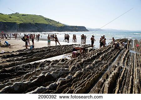 Sedimentary Rocks Known As Flysch In Itzurun Beach, Zumaia, Basque Country, Spain View Large Photo Image Stock Image - Sedimentary Rocks Known As Flysch In Itzurun Beach, Zumaia, Basque Country, Spain. Fotosearch
