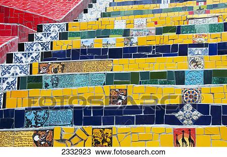 Selaron's Staircase; Rio De Janeiro, Brazil View Large Photo Image Stock Image - Selaron's Staircase; Rio De Janeiro, Brazil. Fotosearch