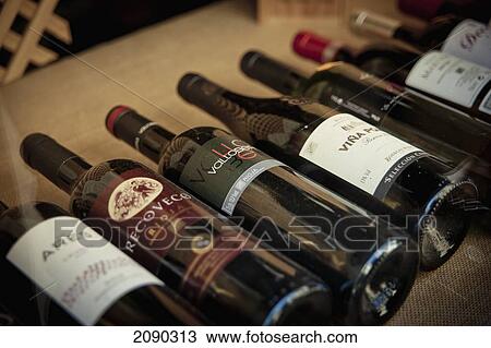 Stock Image - Selection Of Red Wines From La Rioja, Basque Country, Spain. Fotosearch