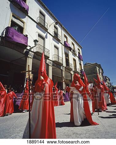 Semana Santa, People Dressed In Costumes At Street Parade View Large Photo Image Picture - Semana Santa, People Dressed In Costumes At Street Parade. Fotosearch