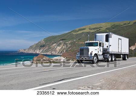 Stock Image - Semi-Truck; California, Usa. Fotosearch