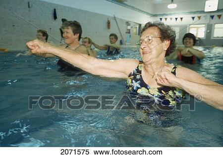 Stock Photography - Senior Women In Aquasize Class, Charlottetown, Pei. Fotosearch