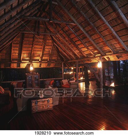 Stock Image - Serene Open-Air Lodging. Fotosearch