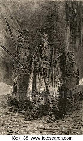 Stock Photo - Serenos Or Nightwatchmen Drawn By Gustave Dore From The Book Spanish Pictures By The Rev Samuel Manning Published 1870. Fotosearch