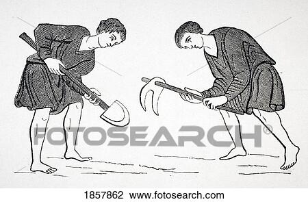 Serfs Labouring In Fields With Hoe And Spade After A Miniature In 12Th Century Manuscript View Large Photo Image Stock Image - Serfs Labouring In Fields With Hoe And Spade After A Miniature In 12Th Century Manuscript. Fotosearch