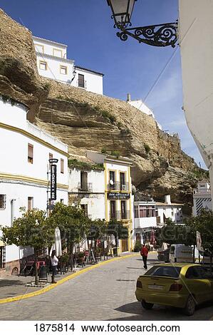 Picture - Setenil De Las Bodegas, Andalusia, Spain; A Street In The Town. Fotosearch