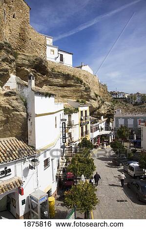 Stock Photograph - Setenil De Las Bodegas, Andalusia, Spain; A View Of The Town. Fotosearch