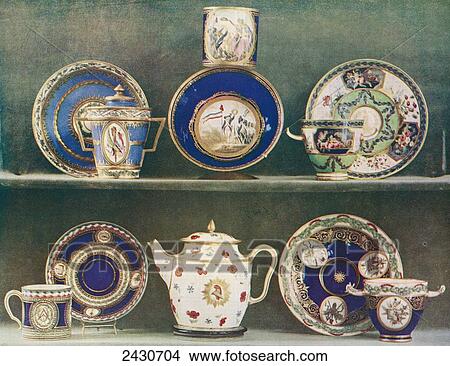 Picture - Sevres porcelain decorated with emblems of the French Revolution. From a contemporary print.. Fotosearch