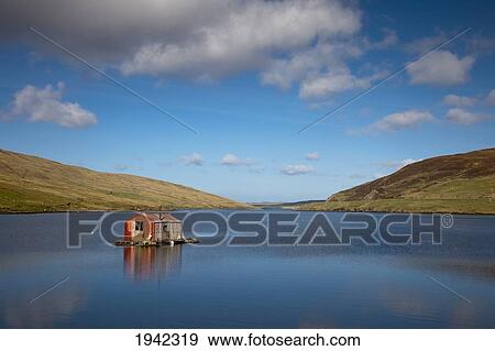 Shack Floating In Water; Shetland Scotland View Large Photo Image Stock Photo - Shack Floating In Water; Shetland Scotland. Fotosearch