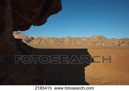 Stock Photography - Shadow Of Rock On Desert, Wadi Rum, Jordan, Middle East. Fotosearch