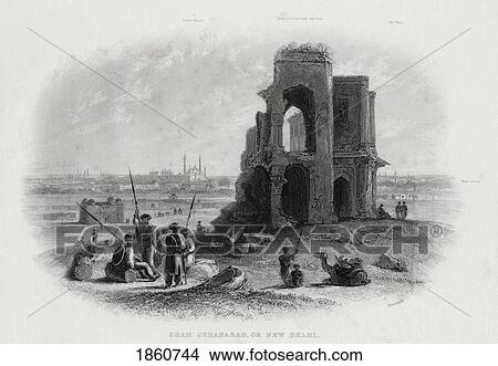 Picture - Shah Jehanabad Or New Delhi India From A 19Th Century Engraving By Brandard. Fotosearch
