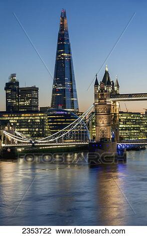 Shard and Tower Bridge at dusk; London, England View Large Photo Image Stock Image - Shard and Tower Bridge at dusk; London, England. Fotosearch