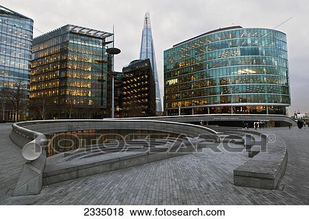 Stock Photo - Shard Building With More London Riverside; London, England, Uk. Fotosearch