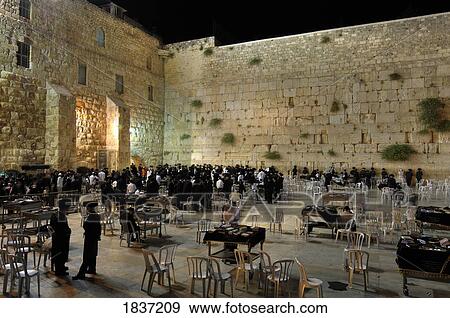 Stock Photo - Shavout (Pentecost) At Western Wall; Jerusalem, Israel. Fotosearch