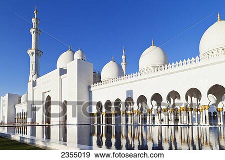Stock Photo - Sheikh Zayed Grand Mosque; Abu Dhabi, United Arab Emirates. Fotosearch