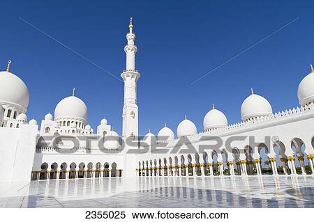 Stock Photography - Sheikh Zayed Grand Mosque; Abu Dhabi, United Arab Emirates. Fotosearch