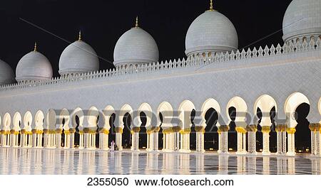 Sheikh Zayed Grand Mosque at night; Abu Dhabi, United Arab Emirates View Large Photo Image Stock Image - Sheikh Zayed Grand Mosque at night; Abu Dhabi, United Arab Emirates. Fotosearch