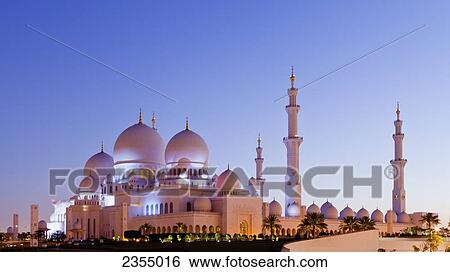 Sheikh Zayed Grand Mosque at sunrise; Abu Dhabi, United Arab Emirates View Large Photo Image Stock Photograph - Sheikh Zayed Grand Mosque at sunrise; Abu Dhabi, United Arab Emirates. Fotosearch