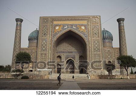 Sher Dor madrassah, Registan Square; Samarkand, Uzbekistan View Large Photo Image Picture - Sher Dor madrassah, Registan Square; Samarkand, Uzbekistan. Fotosearch