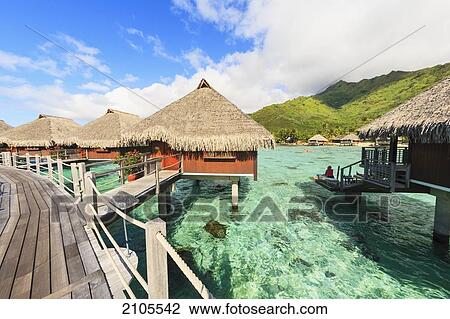 Stock Image - Sheraton Moorea Lagoon Resort And Spa; Moorea Island French Polynesia South Pacific. Fotosearch