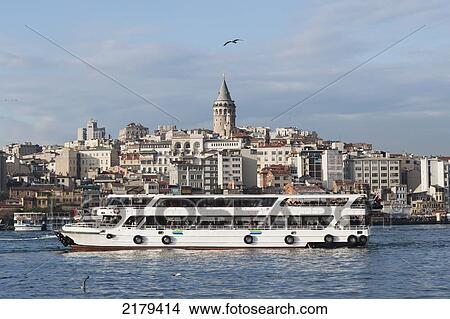 Picture - Ship In The Bosphorus Strait; Istanbul Turkey. Fotosearch