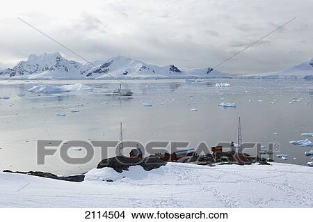 Picture - Ship Off The Coast; Antarctica. Fotosearch