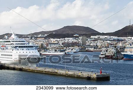 Stock Photo - Ships And Boats In The Harbour; Las Palma, Gran Canaria, Spain. Fotosearch