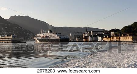 Ships In The Port At Sunset; Bergen Norway View Large Photo Image Stock Image - Ships In The Port At Sunset; Bergen Norway. Fotosearch