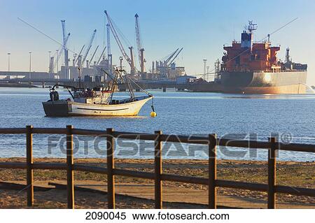 Stock Photography - Ships In The Water At Neuvo Puerto; Palos De La Frontera, Huelva Province, Andalusia, Spain. Fotosearch