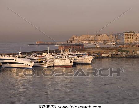 Ships Moored In Harbour, High Angle View; Naples Italy View Large Photo Image Stock Image - Ships Moored In Harbour, High Angle View; Naples Italy. Fotosearch