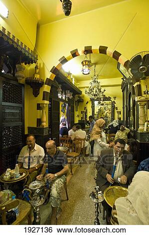 Stock Photograph - Shisha Pipes In Fishawi's Coffee House. Fotosearch