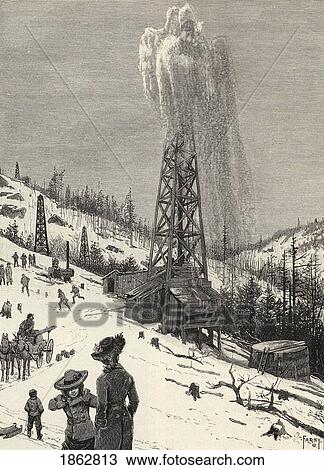 Stock Image - Shooting An Oil Well From The Book The Century Illustrated Monthly Magazine May To October 1883. Fotosearch