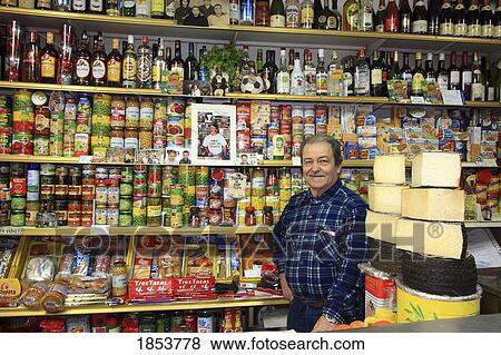 Stock Photo - Shop Owner, Tarifa, Cadiz, Spain. Fotosearch