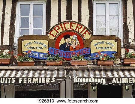 Shop Sign In Beauvron En Auge. View Large Photo Image Stock Image - Shop Sign In Beauvron En Auge.. Fotosearch