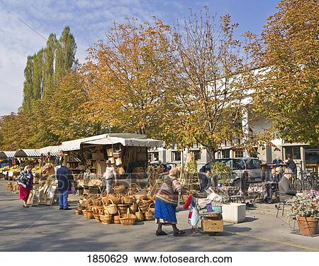 Shoppers At A Street Market View Large Photo Image Stock Photo - Shoppers At A Street Market. Fotosearch
