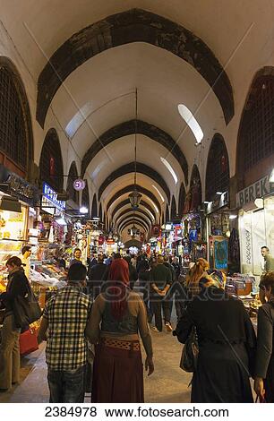 Shoppers in a market; Istanbul, Turkey View Large Photo Image Stock Photo - Shoppers in a market; Istanbul, Turkey. Fotosearch