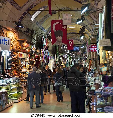 Stock Photography - Shopping At The Grand Bazaar; Istanbul Turkey. Fotosearch