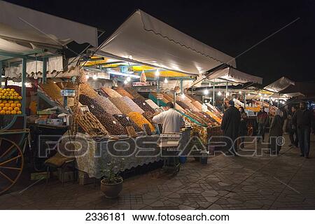 Shopping At The Night Market; Morocco View Large Photo Image Stock Image - Shopping At The Night Market; Morocco. Fotosearch