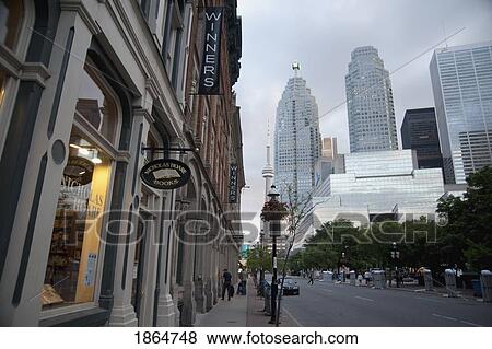 Stock Photo - Shopping Strip, Toronto, Ontario, Canada. Fotosearch