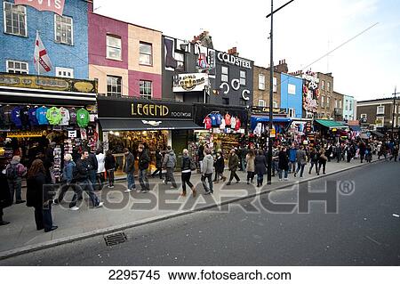 Stock Photography - Shops In Camden High Street As Part Of The Famous Camden Market, North London, London, Uk. Fotosearch