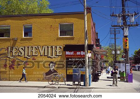 Shops In Leslieville, Toronto, Ontario View Large Photo Image Picture - Shops In Leslieville, Toronto, Ontario. Fotosearch