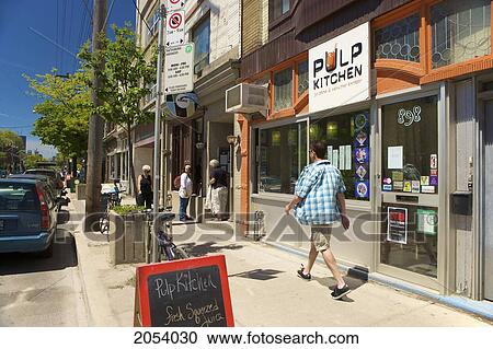 Stock Image - Shops In Leslieville, Toronto, Ontario. Fotosearch