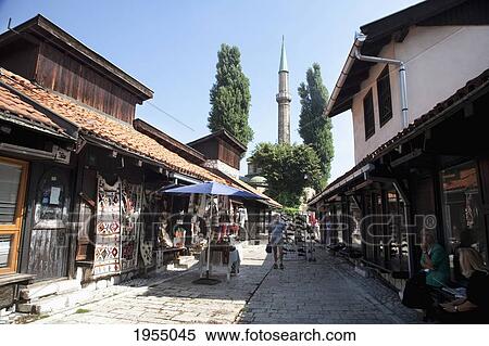 Stock Photography - Shops In The Ottoman Bazaar District Of Bascarsija, Sarajevo, Bosnia And Herzegovina. Fotosearch